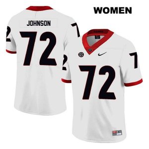 Women's Georgia Bulldogs NCAA #72 Netori Johnson Nike Stitched White Legend Authentic College Football Jersey WII5554KC